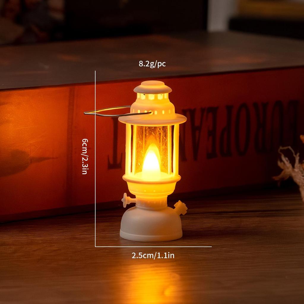 Vintage LED Mini Oil Lamp Lantern - Home Decor & Photo Prop Gift.