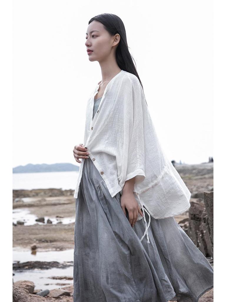 2026 Spring/Summer Irregular Double-Layer Spray-Dyed Maxi Dress - Women's Flowing Fairy-Like Camisole