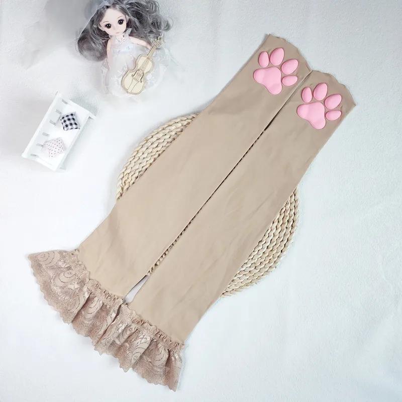 Womens Over Above Knee Socks Thigh High Stockings Kitten Claw Cat Paw Pad Ladies Pink 3D Long Sock Cosplay Harajuku Y2K Female