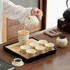 Suet jade Ru kiln white porcelain Kung Fu tea set Xishi pot tea cup travel tea set business gift box print