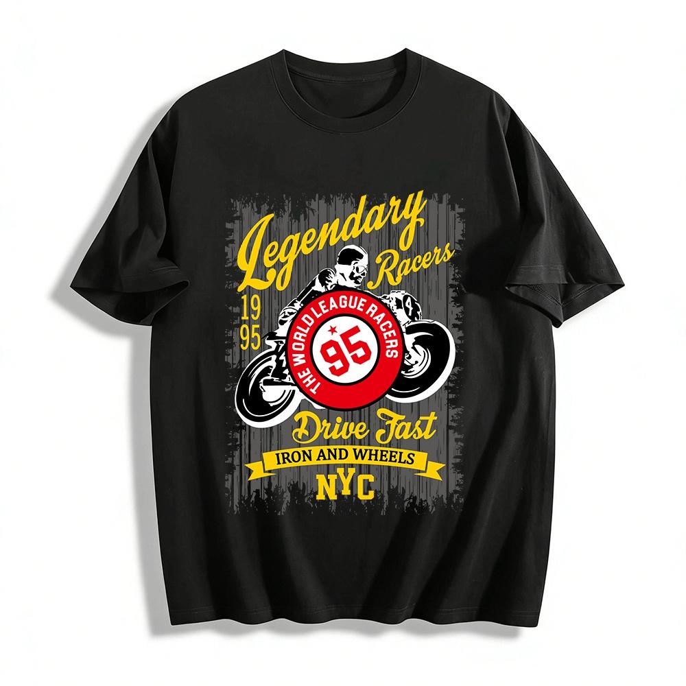 Legendary Racers NYC Iron Wheels Retro Motorcycle Graphic Tee Pure cotton T-shirt XXS