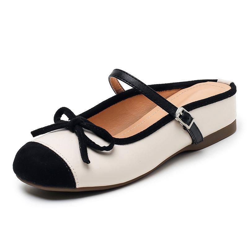 

Summer new versatile inner heightening bag head half slippers women wear silver single shoes Mary Jane shoes 34 чорний