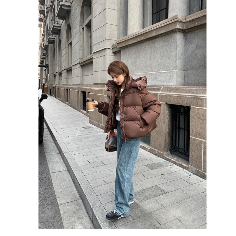 New down padded clothes women's short coat thickened padded jacket loose hooded winter small bread padded clothes