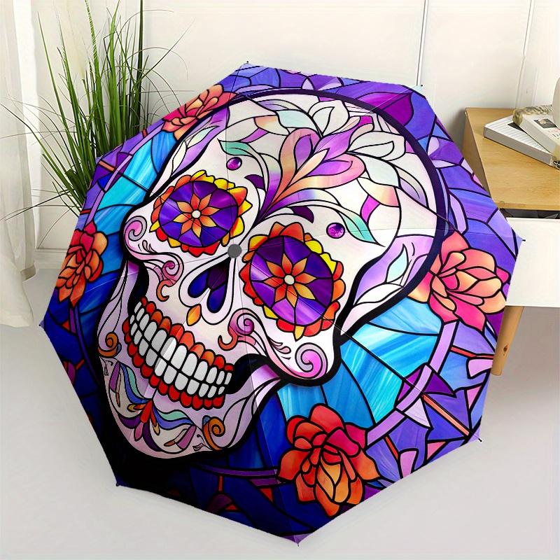 

Colorful Sugar Skull Stained Glass Wall Art Decor Umbrella, Christmas Gift Y146