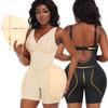 Plus Size Lace Spaghetti Strap Bodysuit, Removable Padded Butt Lifter Hip Enhancer Tummy Control Shapewear Jumpsuit