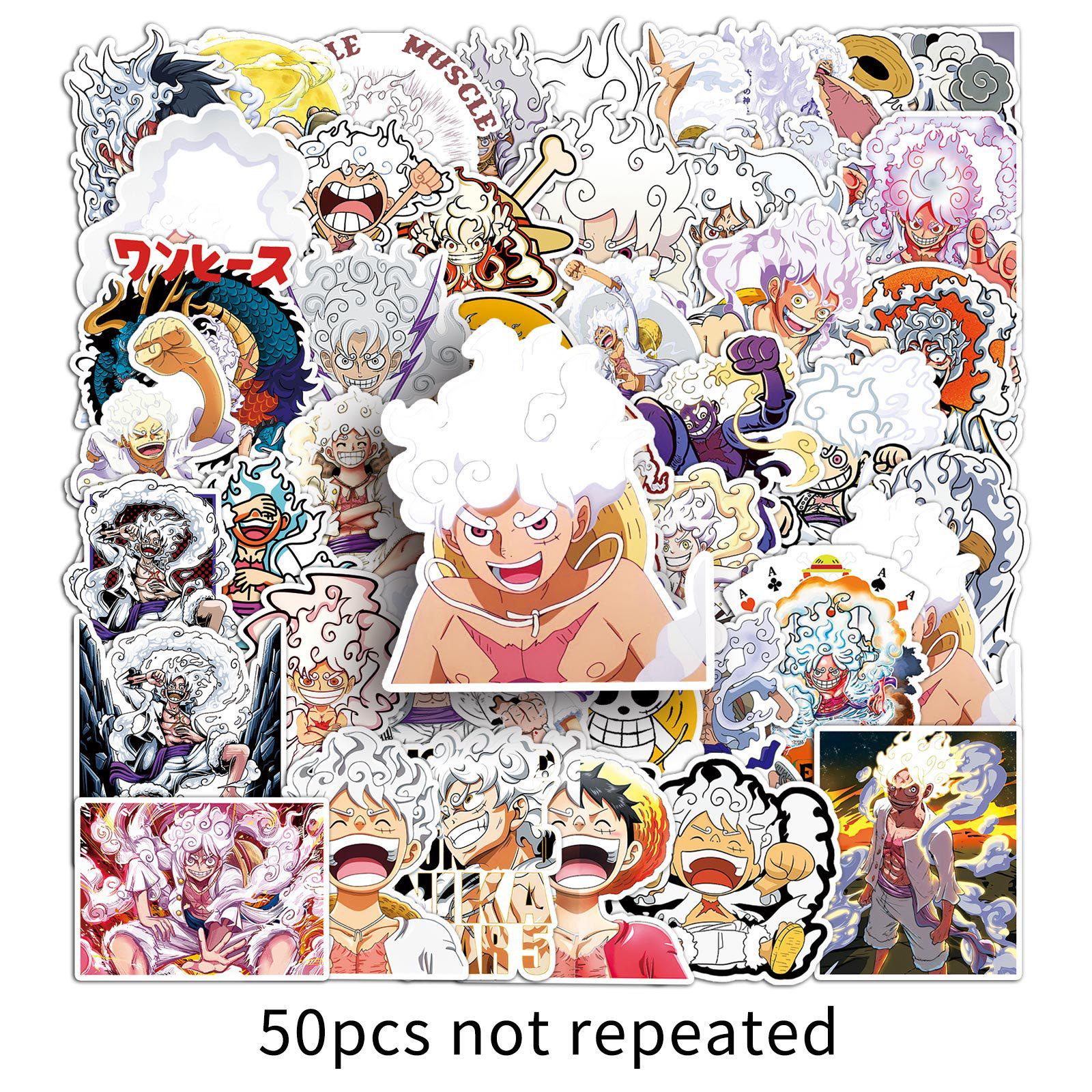 50 Luffy Gear 5 Waterproof Stickers - Nika Form One Piece Anime