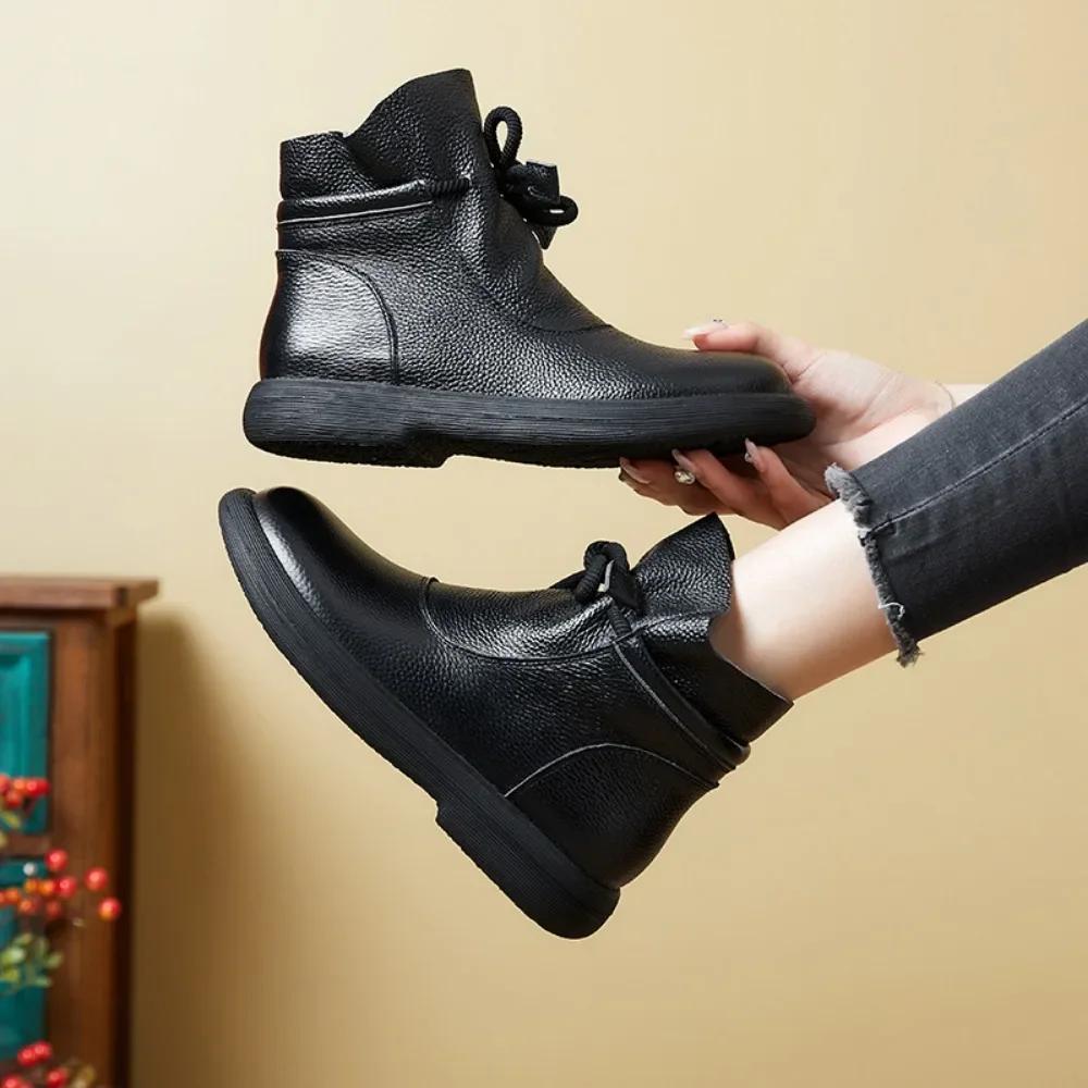 Natūralios odos šilti vilnoniai batai Žieminiai aulinukai moterims Medvilniniai batai Plokščiapadžiai Neslystantys Minkštapadžiai Moteriški batai