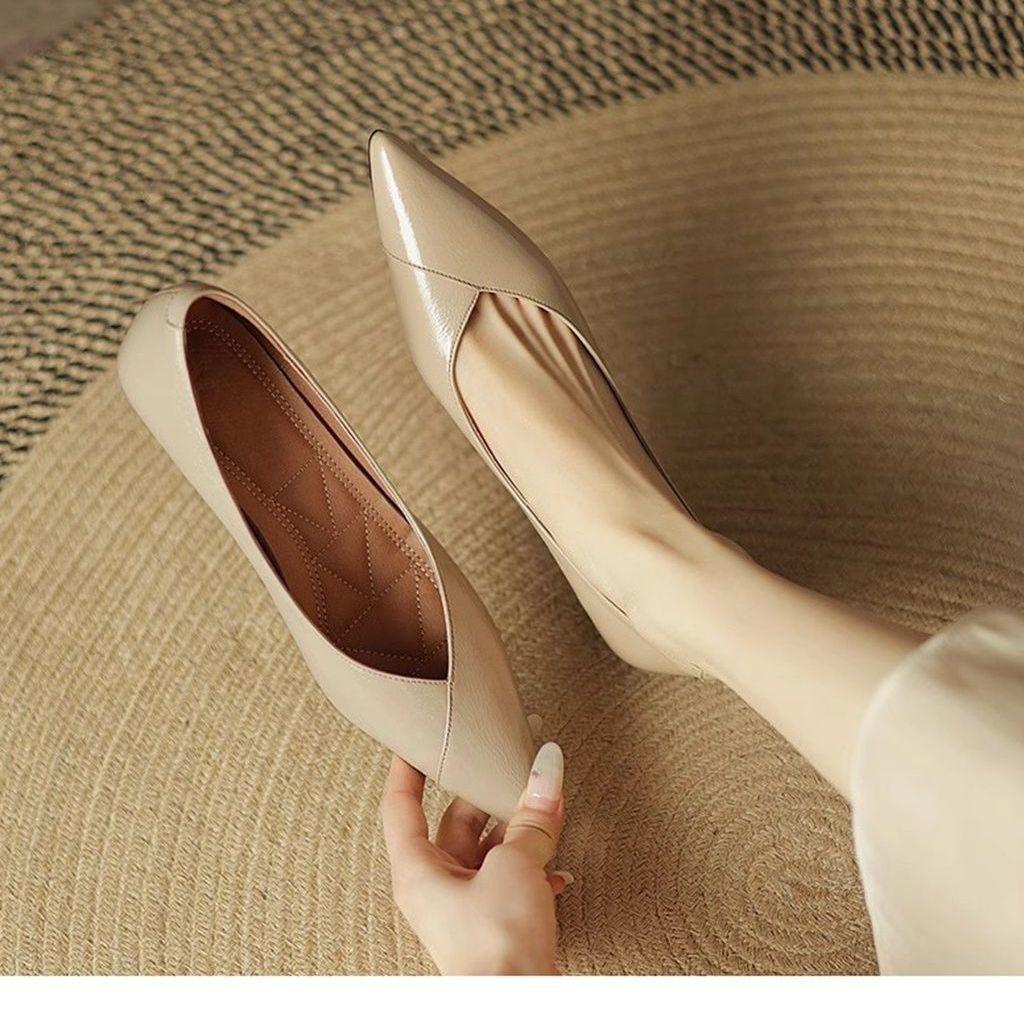 Spring and summer new French temperament pointed head shallow mouth thin heel single shoes women's fashion commuting comfortable versatile single