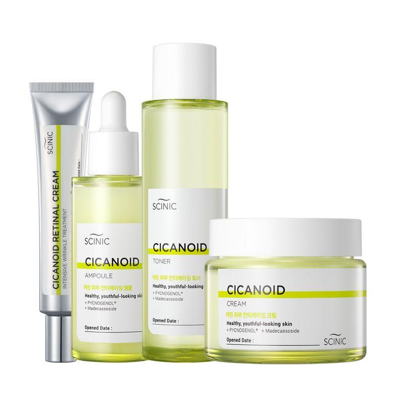 Cicanoid 4-piece set (Toner + Ampoule + Cream + Retinal Cream)