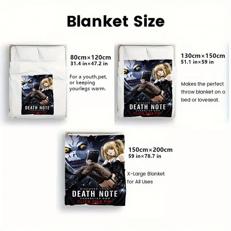 Death Note Anime Flannel Throw Blanket, Soft Blanket for Sofa Bed, Misa Amane Ryuk Print Home Decoration Fan Gift