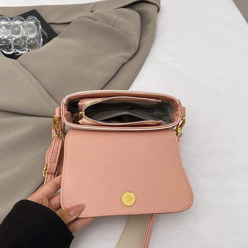 Early autumn new fashion niche ribbon contrasting color small square bag versatile single shoulder messenger women's bag