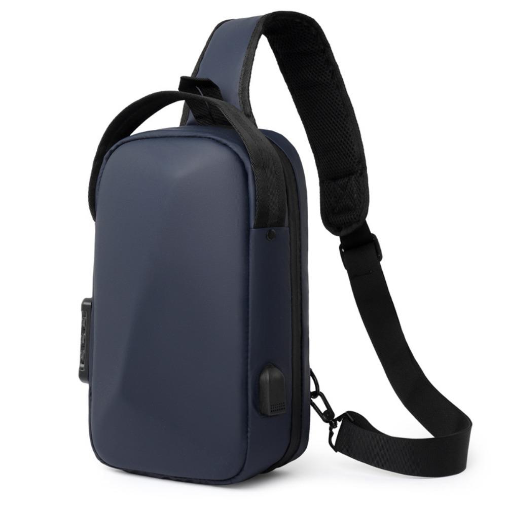 Anti-theft Password Sling Bag USB Charging Port Shoulder Crossbody Bag Men s Chest Bag Sports синий