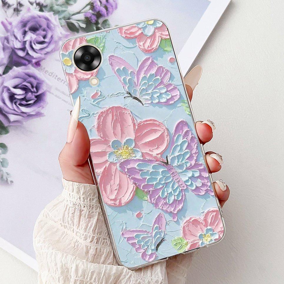 Case For Oppo A17k A17 4G Back Cover Oppo CPH2471 CPH2477 Colorful Butterfly Flower Painting Phone Cases Transparent Soft TPU