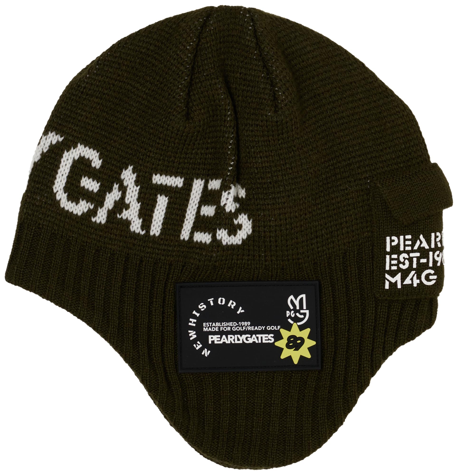 

[PEARLY GATES] Унисекс вязаная шапка-наушник (Логотип бренда) Кепка Гольф 053-5187109 180Хаки FR