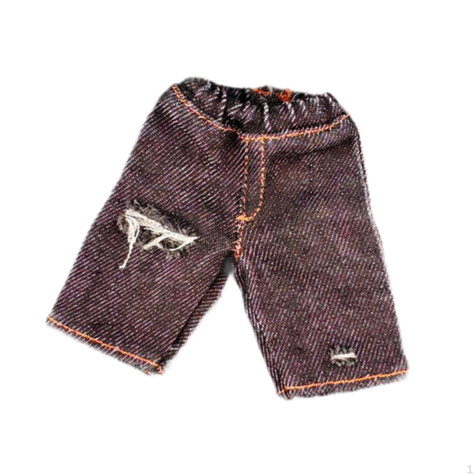 

1/12 Мужская кукла Джинсовые шорты Миниатюрные фигурки Короткие штаны Украшения Аксессуары Одевание Black with Holes