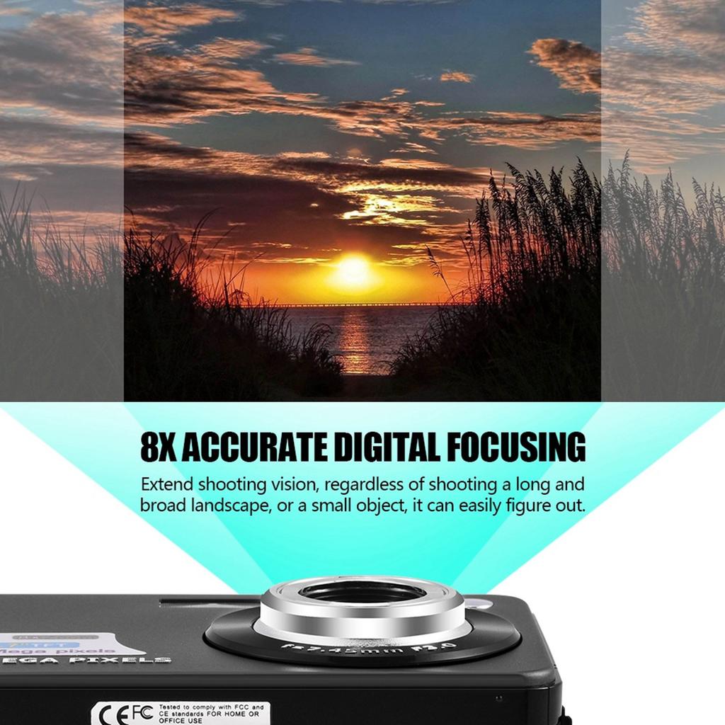 8x Zoom Card Digital Camera 5 MP 2.7in LCD Display Maximum Support 32GB Memory Card Builtin Microphone