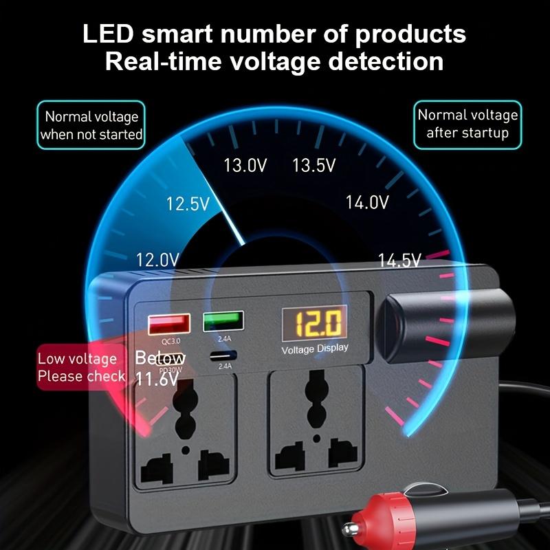 200W Car Power Inverter with 4 USB Ports 110V AC Car Plug Adapter Fast Charger 12V DC to AC Converter Type-C QC 3.0 Car Charger Adapter