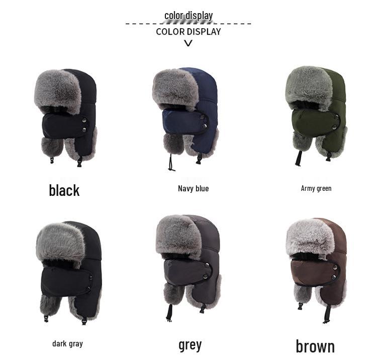 Men's Windproof Lei Feng Winter Hat with Ear Protection - Thick, Warm, and Plush for Cycling Outdoors