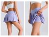 Solid Color High Waist Tummy Control Yoga Skirt - Women's Two-Piece Anti-Exposure Tennis Fitness Shorts