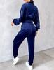 2024 Autumn/Winter Women's Fashion Casual Set: Golden Velvet Long Sleeve Top & Long Pants Two-Piece Set