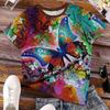 Summer Round Neck Butterfly Pattern 3D Print Top Fashionable Casual Short Sleeved Women's T-shirts