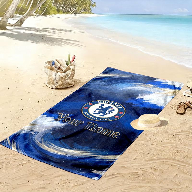 Chelsea F Custom Name Print Beach Towel, Large Soft Quick Dry Towel for Beach Camping Swimming