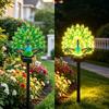 Illuminated Tropical Garden Sculptures Solar Peacock Light, Outdoor Sculpture with Auto-On LED Brightening Lawn Accents for Summer Lights,