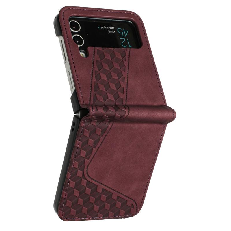 For Samsung Galaxy Z Flip4 Case Z Flip4 SM-F721B F721N Cover 3D Geometric Flip Wallet Case for Samsung ZFlip 4 ZFlip4 Phone Case