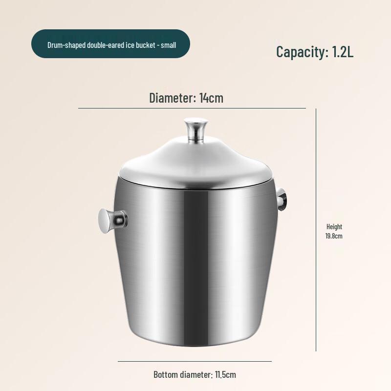MDNG Drum-shaped Stainless Steel Ice Bucket