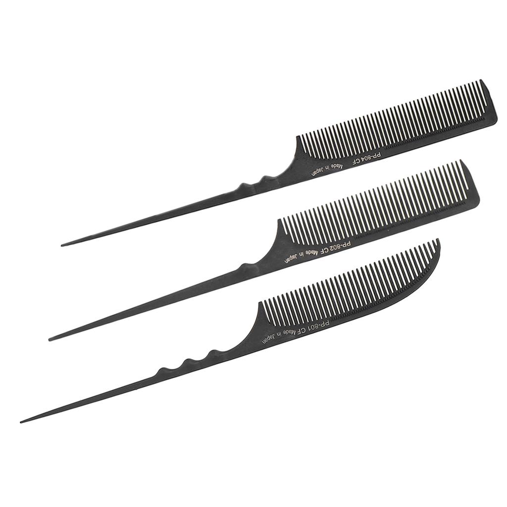 Tail Comb Professional Grade Heat Resistant Hairdressing Styling Salon Combs for All Hair Types Blac