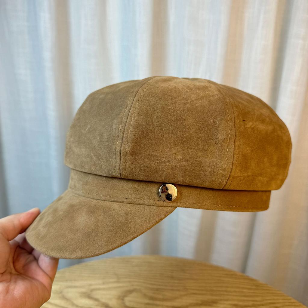 Big Head Duck Tongue Beret Women's Autumn and Winter Octagonal Hat Painter's Hat Japanese Retro Korean Style Small Newsboy Hat with A Face