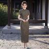 Green Cheongsam 1011 New Summer Young Retro Medium and Long Improved Daily Wear Cheongsam
