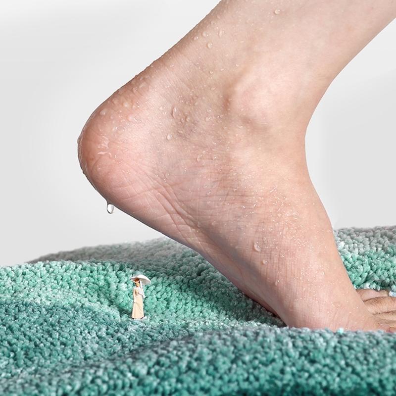 Rutschfeste Badematte Super Saugfähig Dick Plüsch Gestreift Weich Bereichsteppich Teppiche