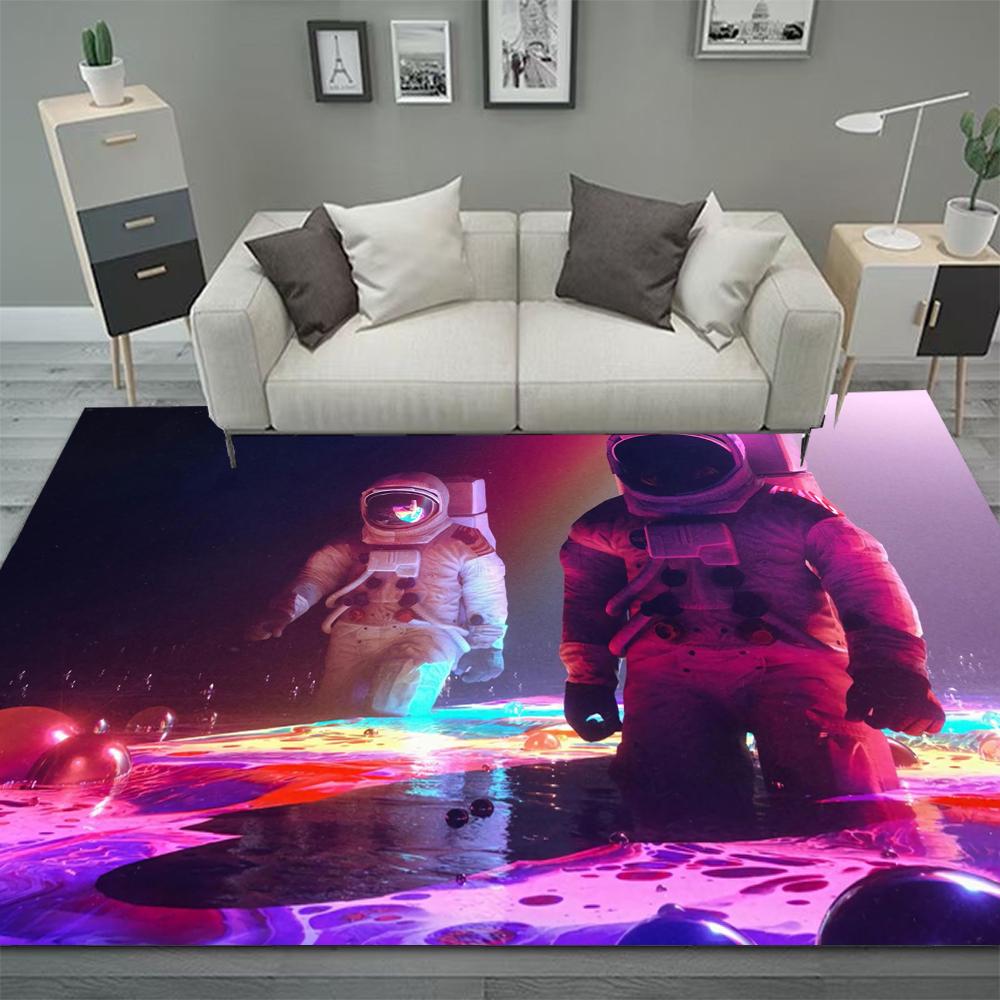 Weltraum Astronaut Teppiche für Wohnzimmer Schlafzimmer Dekoration Großer Teppich Rutschfest Waschbar Zuhause Couchtisch Bodenmatte Bad Fußmatte