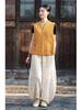 Unisex Boro-Style Linen Lantern Pants with Raw Edges for Meditation - Wide Leg & Autumn-Inspired Design