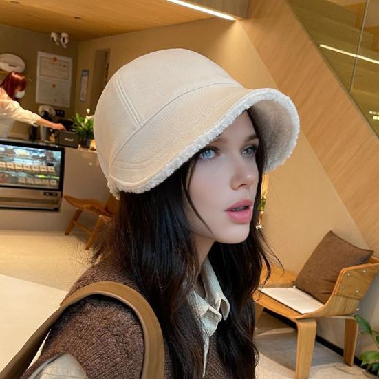 Baseball Hat Solid Color Velvet Lining Adjustable Women Hat Ear Protection Design Outdoor Winter Hat