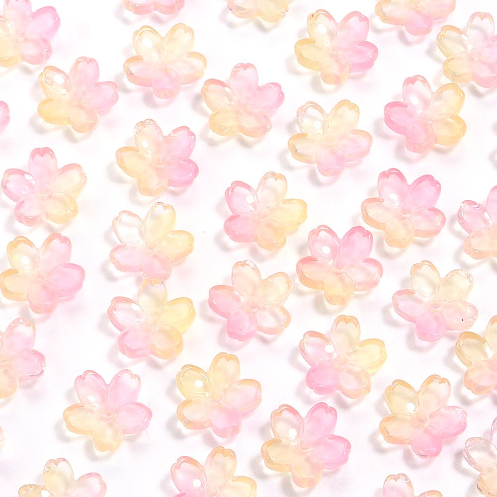 50 шт. 10,5 мм Бусины Лэмпворк  Цветок вишни  Разноцветные стеклянные россыпные бусины для изготовления ювелирных изделий, поделок своими руками, браслетов, ожерелий, аксессуаров