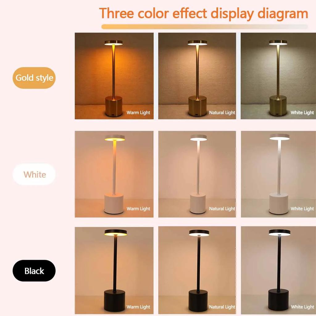 Enkel LED oppladbar berøringsmetall bordlampe tre farger sengekanten Creative Ambient Light Bar Utendørsdekorasjon Nattlys