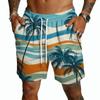 Men's Casual Hawaiian Print Drawstring Shorts Lightweight Quick Dry Mid-Length Beachwear Summer Five-Point Pants with Pockets