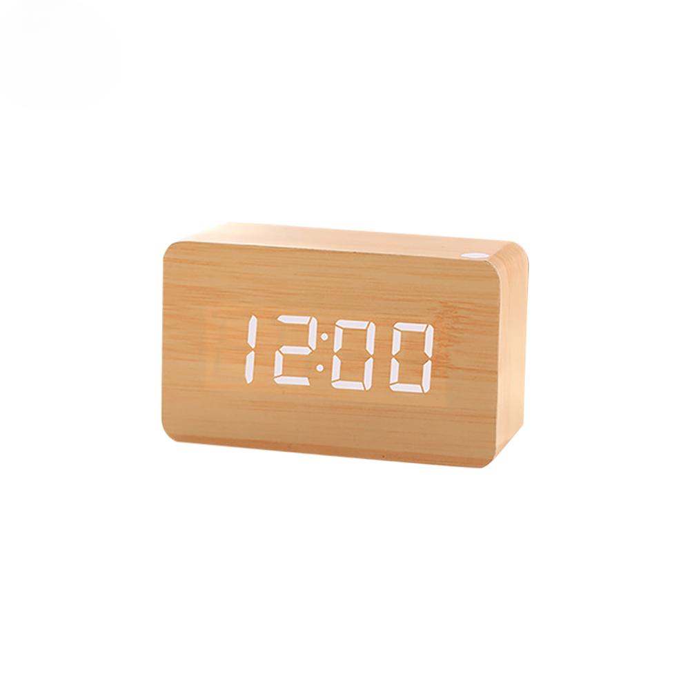 1PC Mode Wecker LED Holz Uhr Tisch Voice Control Digitale Holz Despertador USB/AAA Betriebene Elektronische Desktop Uhren