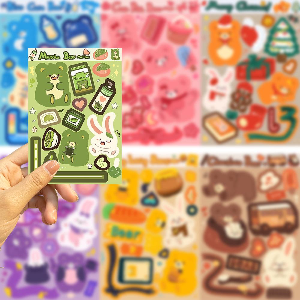 Toy Puzzle Stickers Honey Bear and Carrot Rabbit Guka Stickers Handicrafts Waterproof Repeat Decorative Stickers
