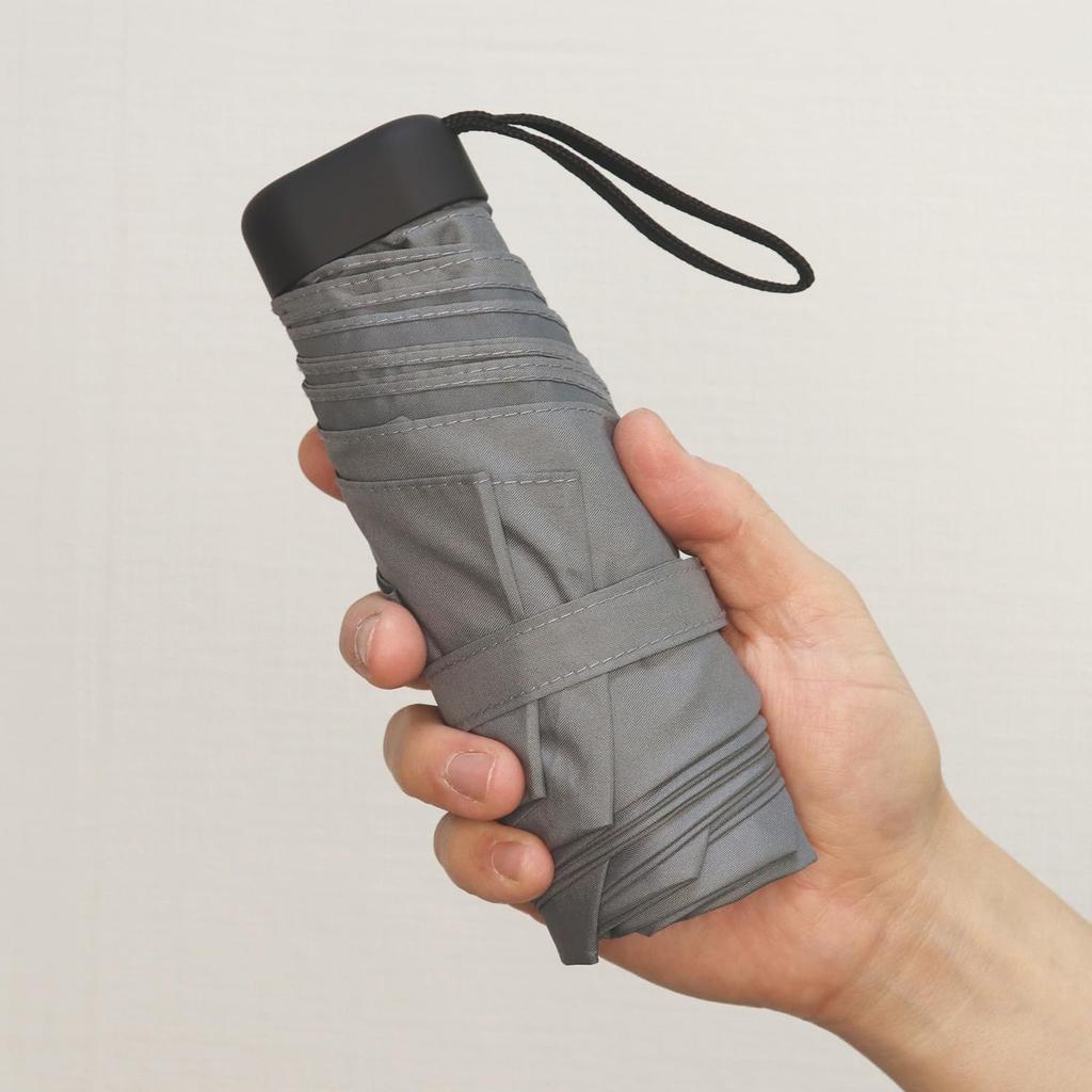 Flat Mini Easy to Open and Solid and LIEBEN-0205 Umbrella, 50cm, Foldable, Lightweight, Slim, Close, Color, Unisex, Men's Women's (Gray)
