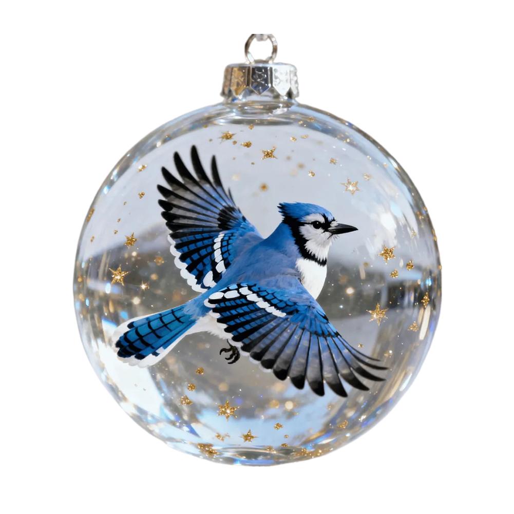 8cm Nature's Birds Crystal Glass Ornament Set Bird Glass Christmas Tree Ornaments Clear Christmas Balls Hanging Pendant For Home