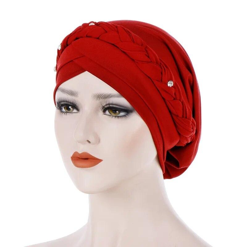 Diamonds Braid Turban Caps for Women Head Wraps