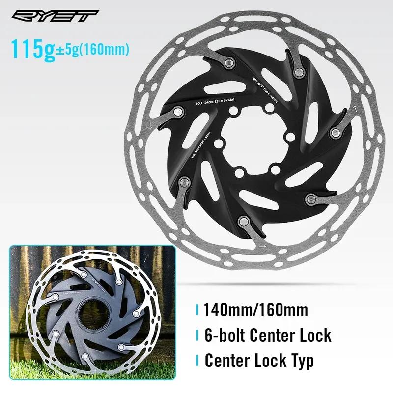 2025 RYET Bicycle Brake Rotors 6-Bolts&Center-Lock 140mm/160mm MTB Road Bike Bicycle Parts Disc Brake Rotors Cycling Accessories