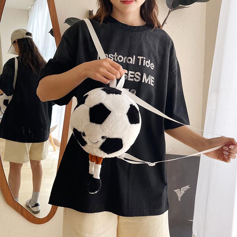 Niedliche Fußball-Plüschrucksäcke, Kawaii-Cartoon, weich gepolstert, Kinderrucksack, vielseitige Tasche, Geburtstagsgeschenk für Jungen