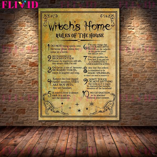 Witch Room Decoration Kitchen Witch Retro Poster Moon Art Poster and Printing Interesting Witch Kitchen