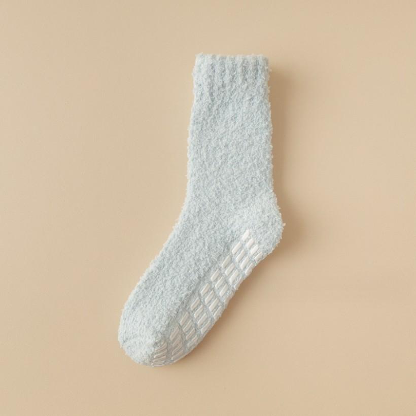 Autumn Winter Non-shedding Coral Fleece Socks Non-slip Adhesive Thickened Warm Couple's Half-fleece Floor Sleep Socks