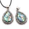 Natural Crystal Agate Water Drop Pendant Semi-Precious Stone Gem Inlaid Alloy Abalone Shell Necklace Crystal Crafts