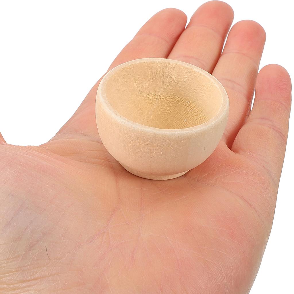 10pcs Small Unfinished Wooden Bowls Natural Wooden Blank Bowls For Crafts Drawing Painting Ornament Model Toy Child Mini Cutlery